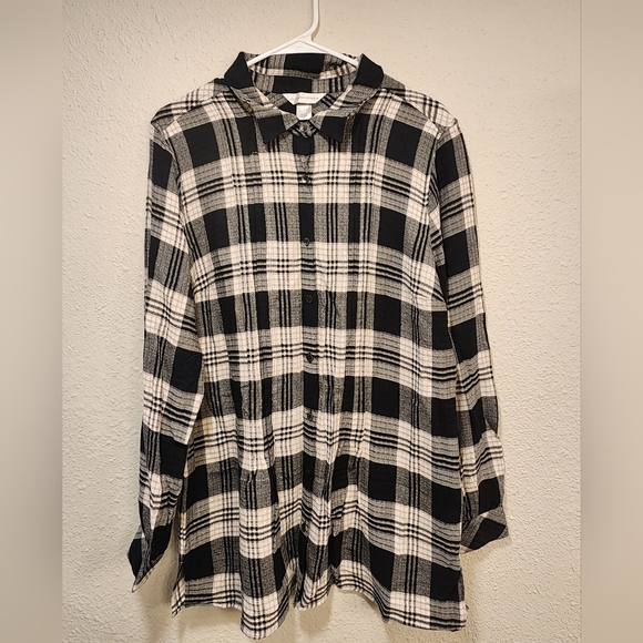 Christopher & Banks Tops - NWT Plaid Black and White Women's Christopher & Banls Top